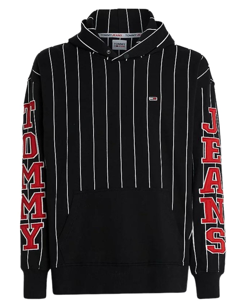 Tommy Jeans Black Cotton Hooded Sweatshirt for Men