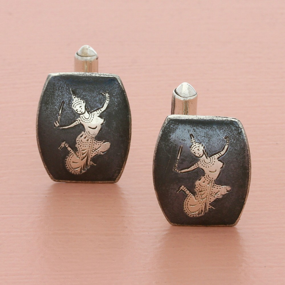 ⚡️clearance⚡️ sterling silver mens siam nielloware mekkala goddess cufflinks
