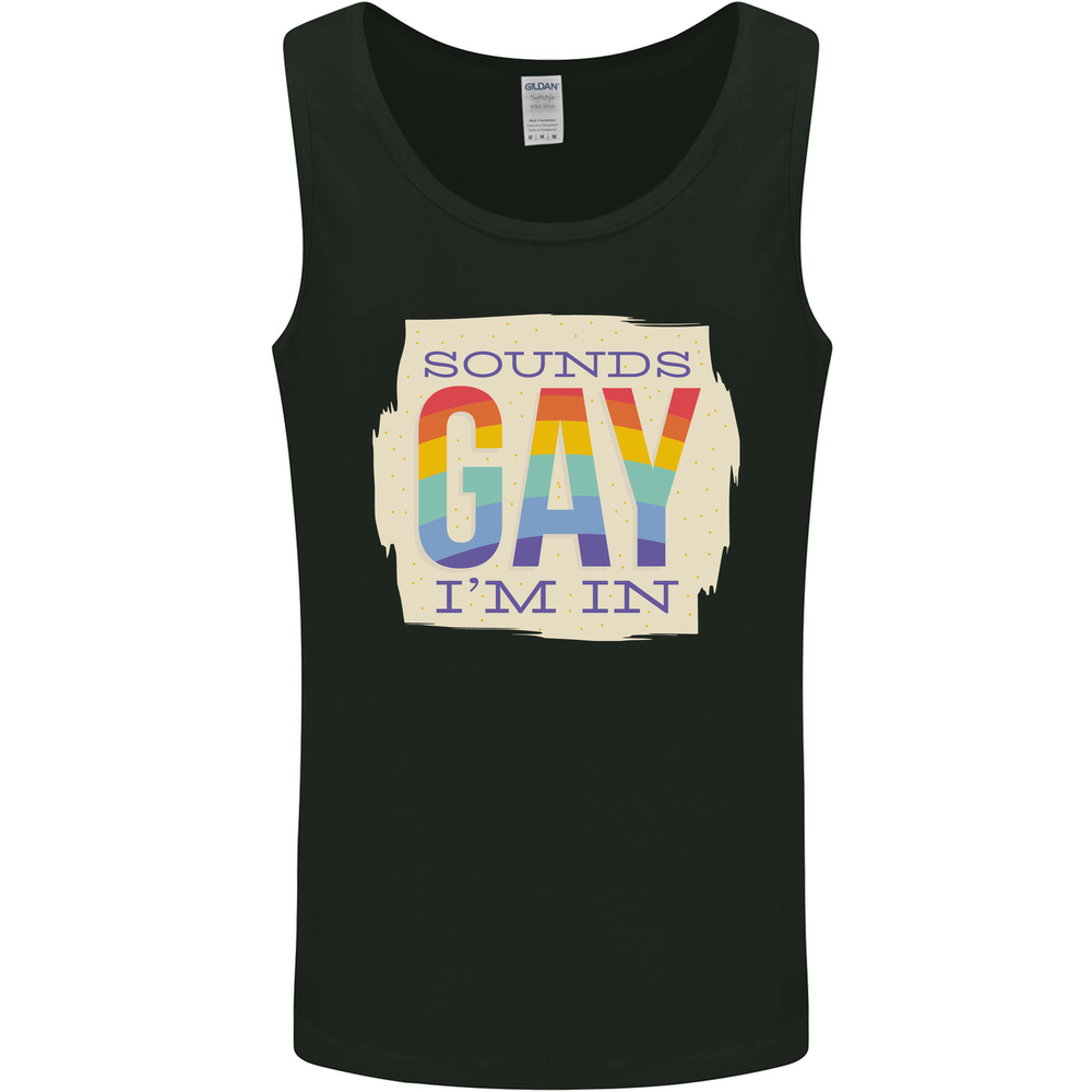 Sounds Gay Im In Funny LGBT Gay Pride Day Mens Vest Tank Top-image