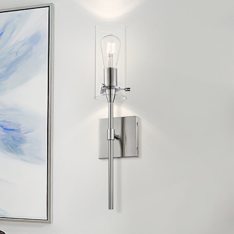 Modern Wall Sconce Indoor Brushed Nickel Vanity Sconces for Bathroom Set of 2