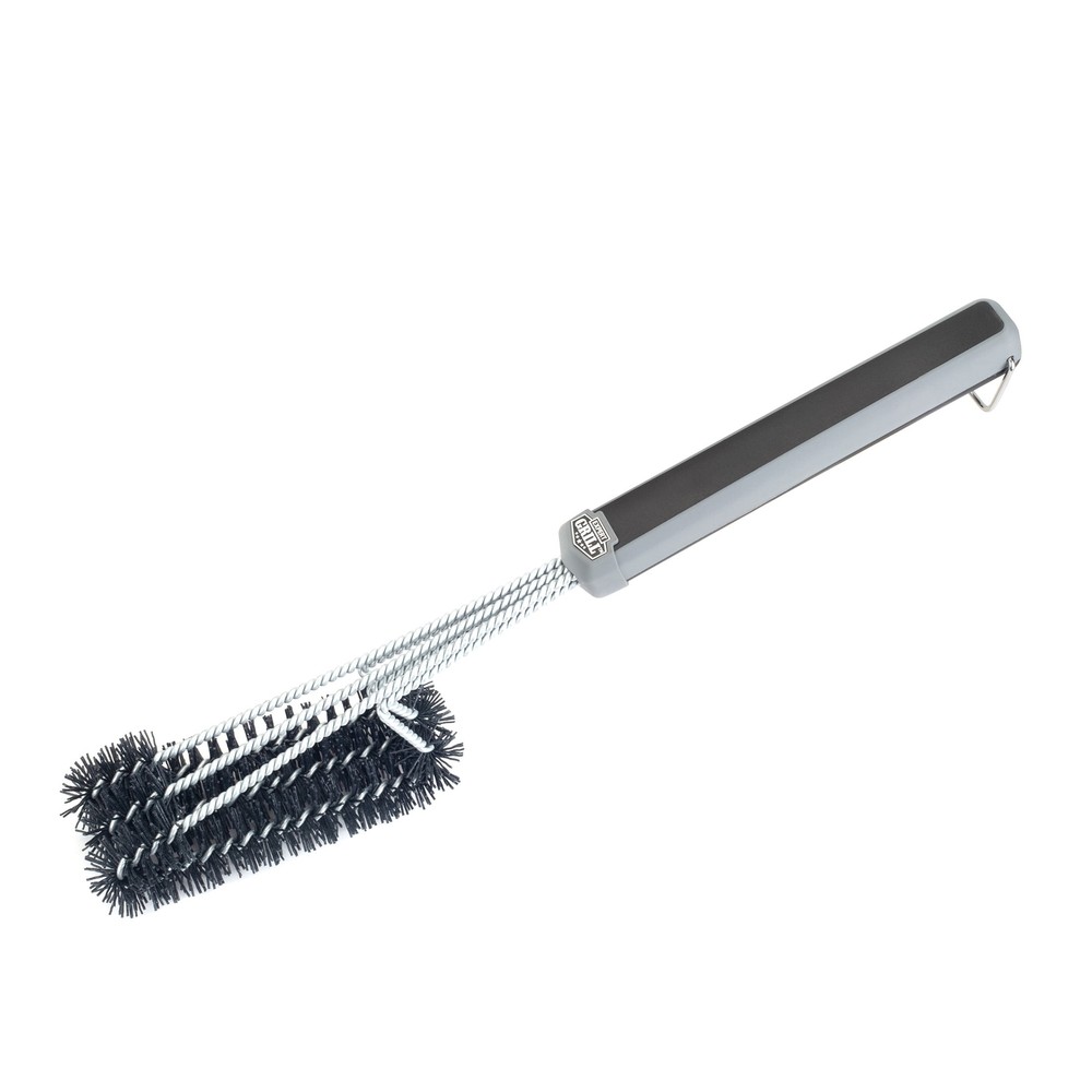 Stainless Steel & Nylon 3-Head Grill Cleaning Brush in Black and Gray