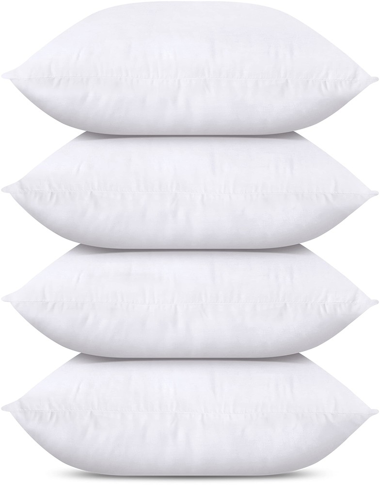 Set of 4 White 20x20 Inch Throw Pillows for Sofa Bed and Couch