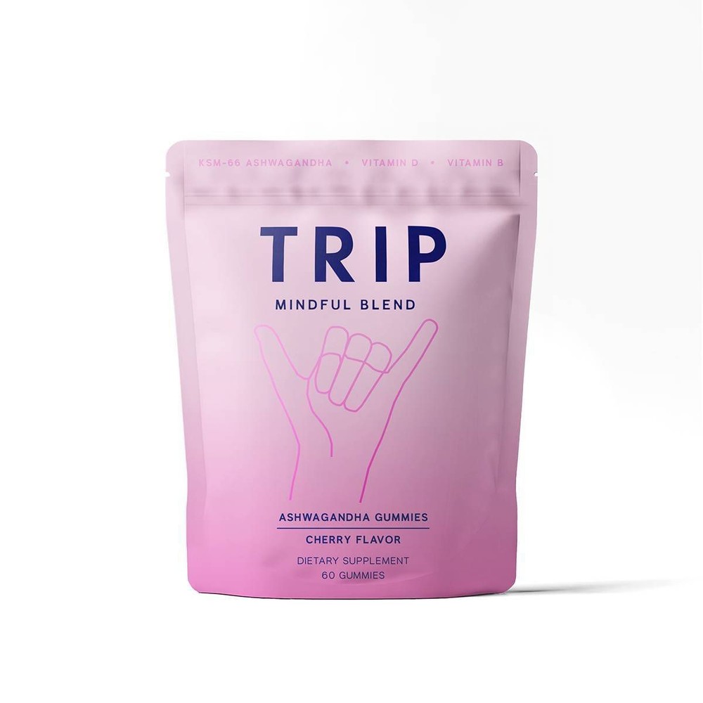 TRIP Ashwagandha Stress Relief + Vit B & D Gummy Vitamins - Cherry Flavor - 60ct