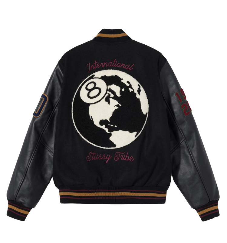 Men's 8 Ball 40th Anniversary Black Wool Leather Unisex Varsity Jacket IST