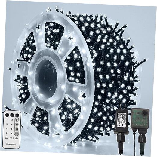 328FT 1000LED Christmas Lights with Green Wire & White Fairy String