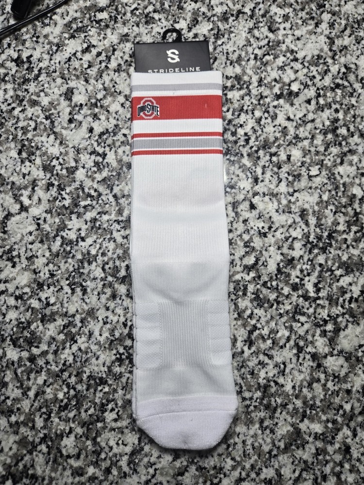 Strideline Ohio State Buckeyes Retro White Socks M/L 8-12