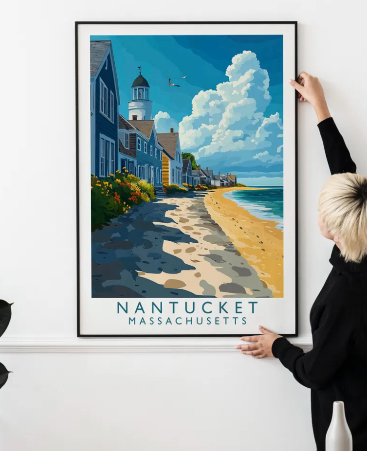 Nantucket, Massachusetts Vintage Style Travel Poster