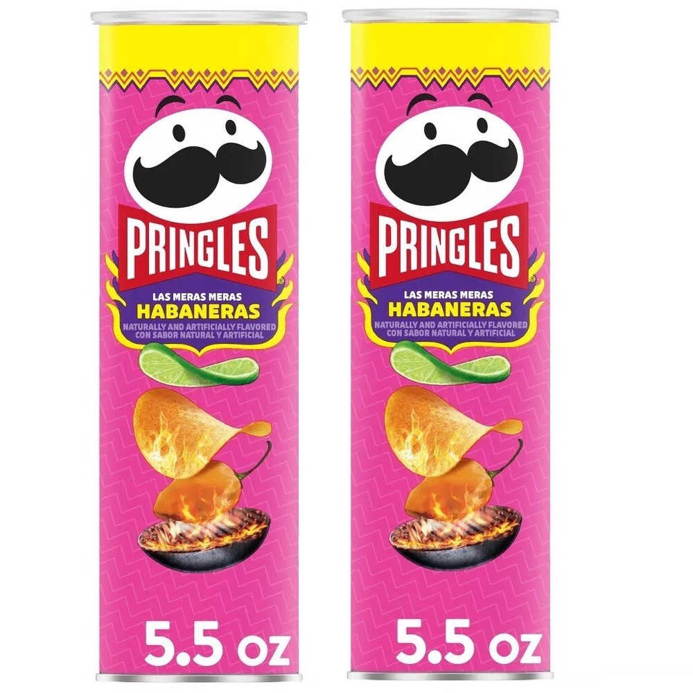 Pringles Habaneras Potato Crisps 5.5 OZ (2 Cans Chips) Limited Time Only-image