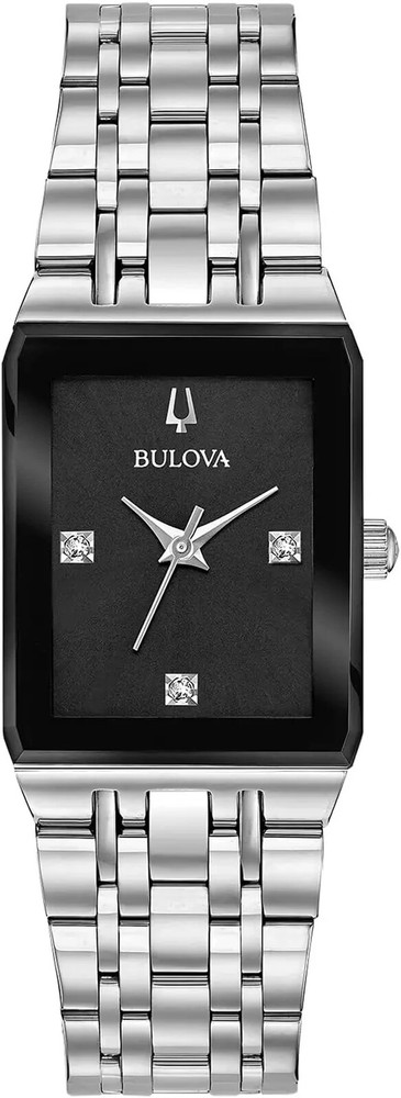 Bulova 96P202 Quadra Modern Collection Diamond Dial Women's Rectangle Watch