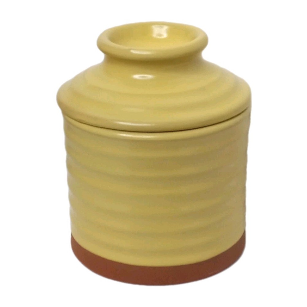 Kiln GPT Yellow Terracotta Stoneware Butter Crock 4 Oz 1 Stick Storage Container