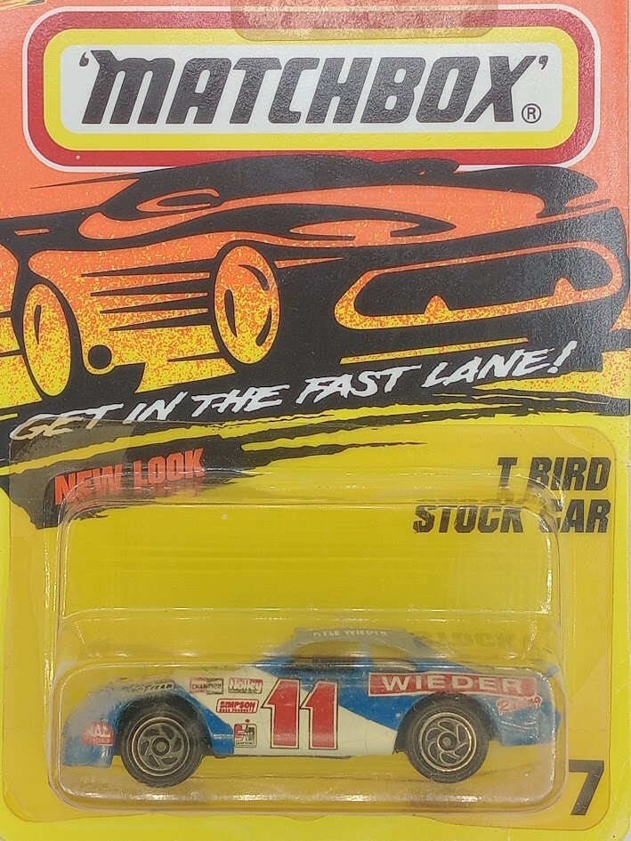 Matchbox Superfast T-Bord Stock Car #7 * VINTAGE 1996 * 6-SPOKE SPIRAL WHEELS *
