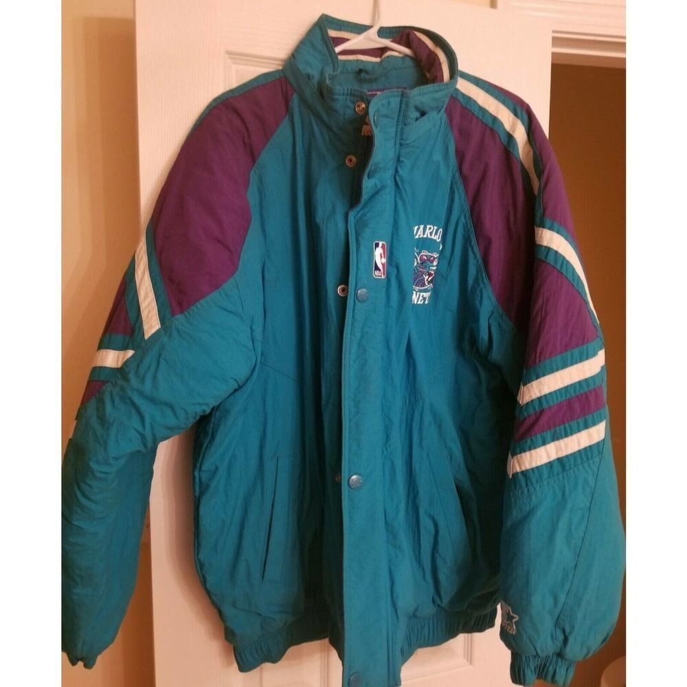 Starter CHARLOTTE HORNETS Jacket Full Zipper  Size Large Men's Vintage Original.
