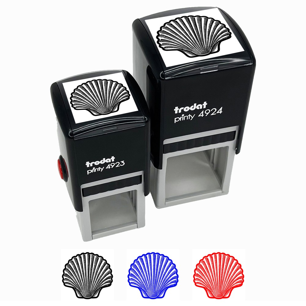 Scallop Seashell Hashmark Shaded Beach Shell Self-Inking Rubber Stamp Stamper