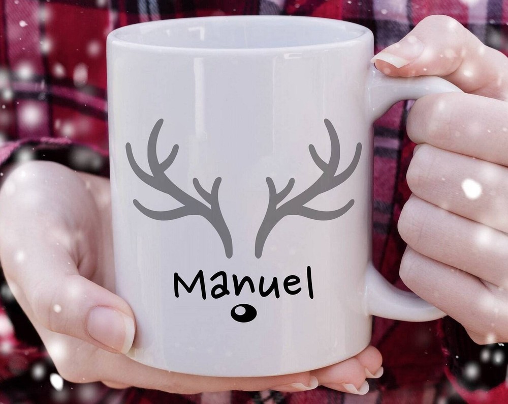Personalized Reindeer Mug Christmas Reindeer Hot Chocolate Personalized Mug