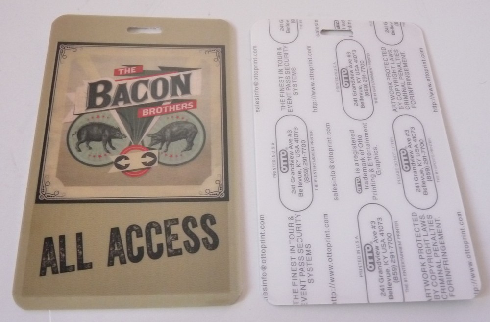 The Bacon Brothers Kevin All access Concert Tour Backstage Laminate Pass D
