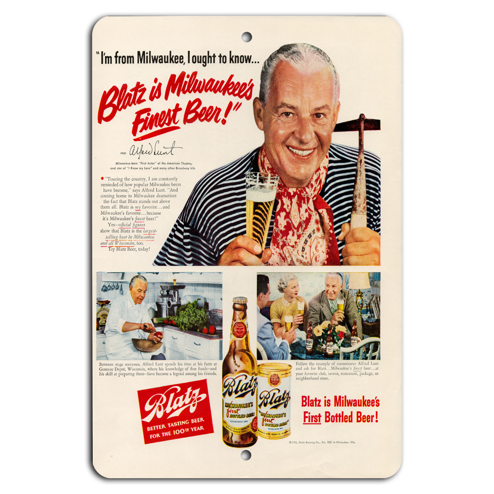 Vintage Blatz Beer Metal Sign Milwaukee Finest Retro Bar Decor
