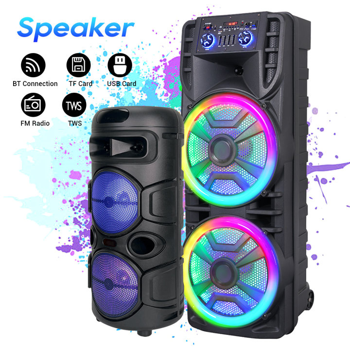 8000W Portable Bluetooth Party Speaker with Subwoofer Heavy Bass Sound System and Mic