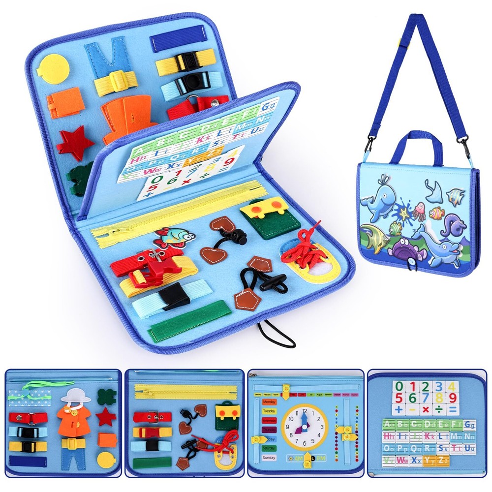 LovesTown Ocean Busy Board Montessori Toy for Toddler Marine Sensory Board Ed...