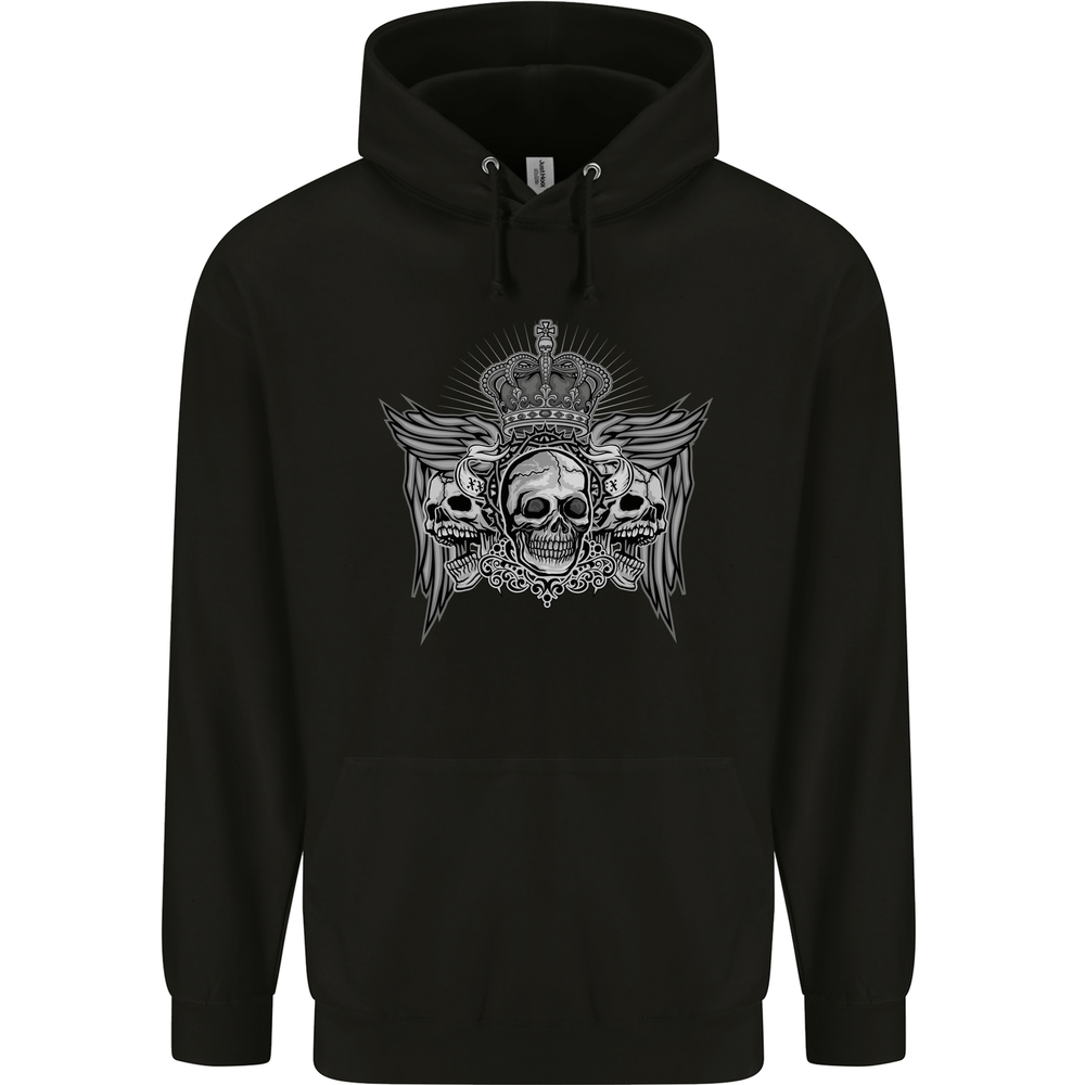 Sudadera con capucha 3 Skull Crown para hombre 80 % algodón