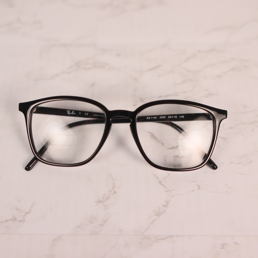 RAY-BAN RB7185 2000 Black Polished Eyeglasses Frame 52-18-145