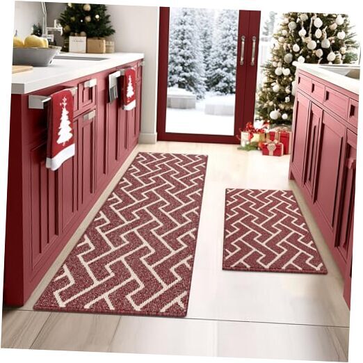 Kitchen Rugs and Mats Sets,2 Pieces Super Absorbent Polypropylene Non-Slip