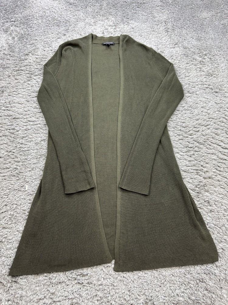Eileen Fisher Sweater Women PS Small Olive Green Tencel Open Duster Cardigan
