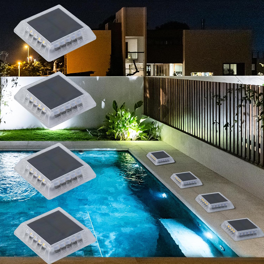 Solar Powered IP68 Waterproof Outdoor Deck Step Lights for Driveway