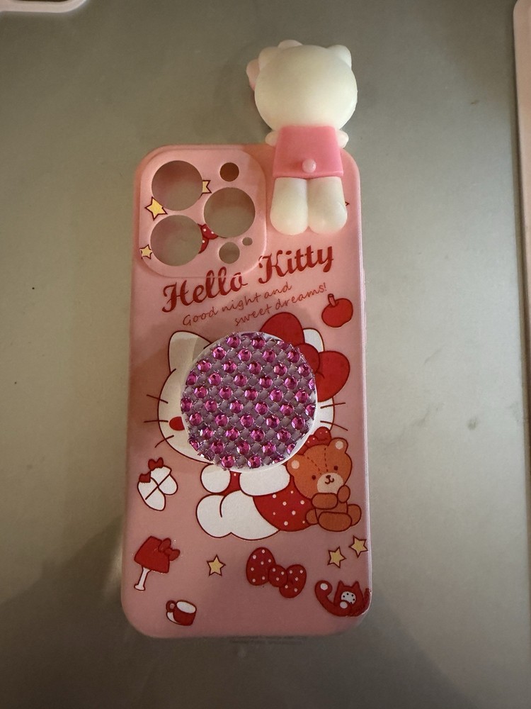 Hello Kitty Case for iPhone 13/12 Pro/12 With Bling Pock Socket