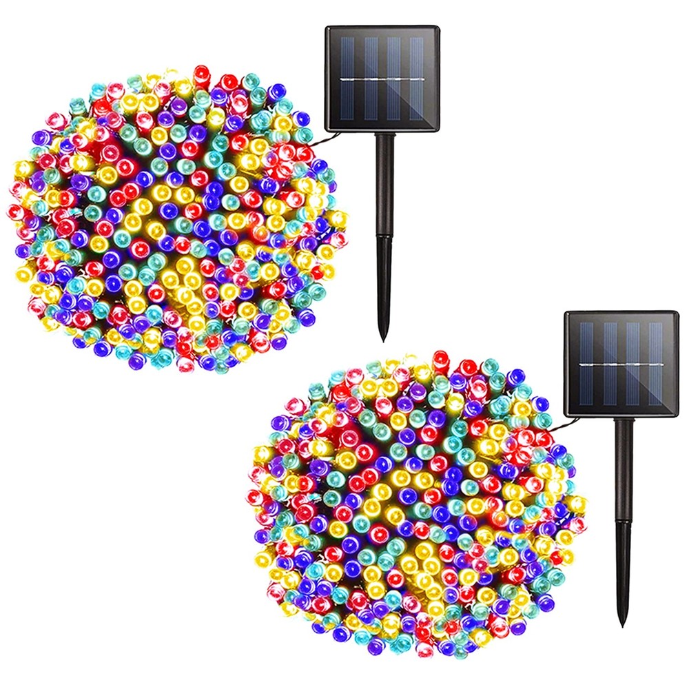 Solar Christmas String Lights Outdoor - 2 Pack 72ft 200 LED 8 Modes Outdoor S...