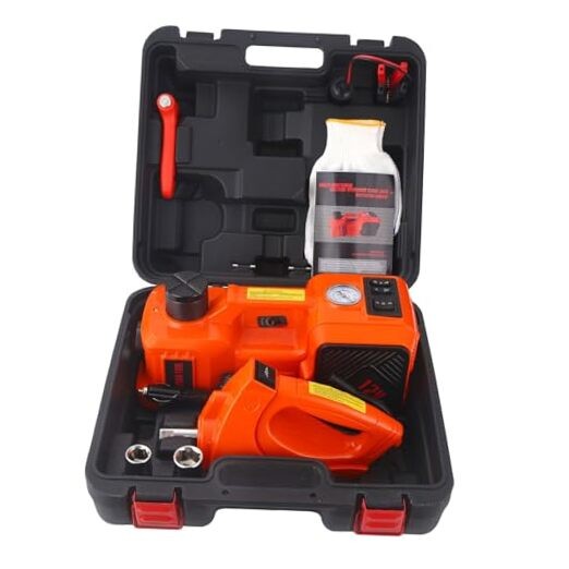 5 Ton Electric Hydraulic Car Jack Lift Set with Wrench in Orange