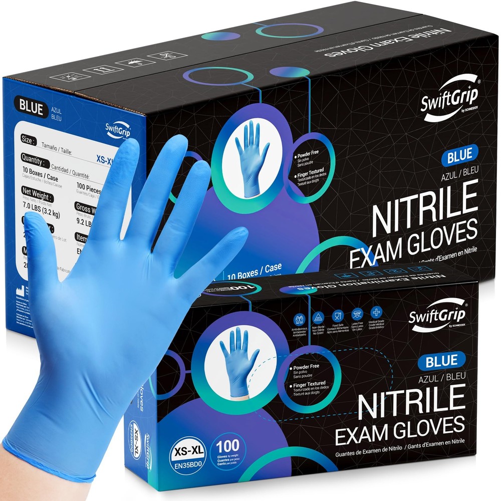 Disposable Blue Nitrile Exam Gloves Latex Free Medium Size