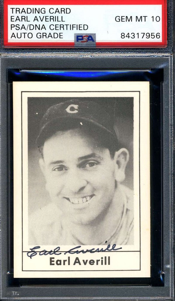 Earl Averill PSA DNA Certified Gem Mint 10 Autographed Card Hand Signed