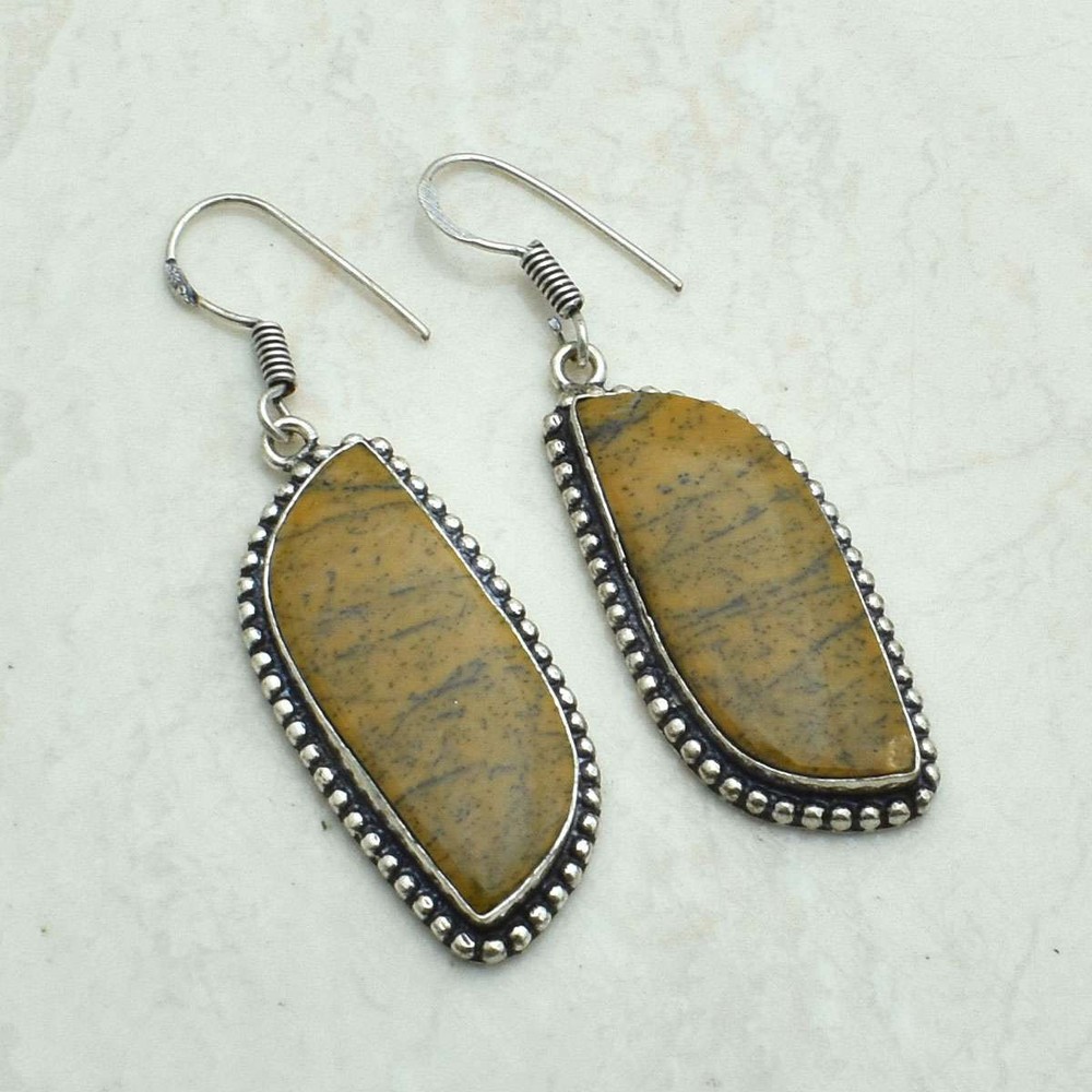 Dendrite Opal Gemstone Handmade Drop Dangle Earrings Jewelry Gift 2