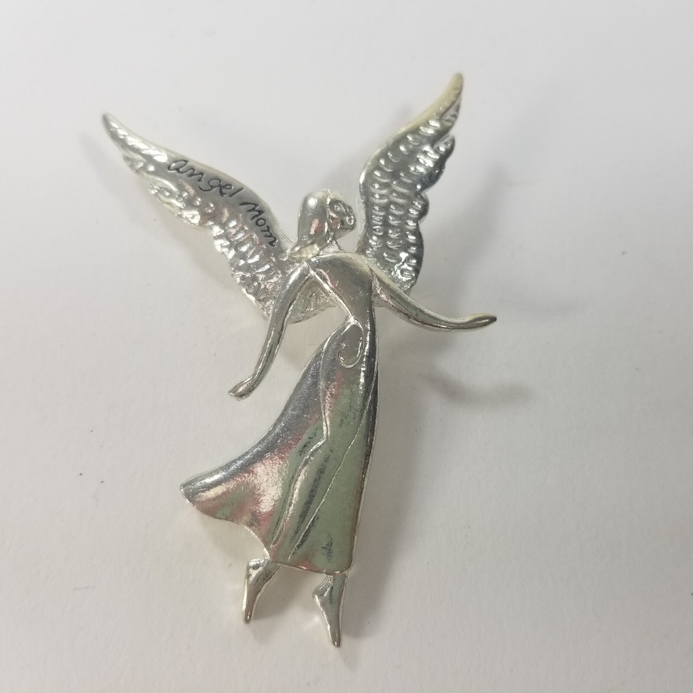 MOTHERS DAY GIFT FOR HER MOM WIFE FRIEND ANGEL SILVER BROOCH PIN 3