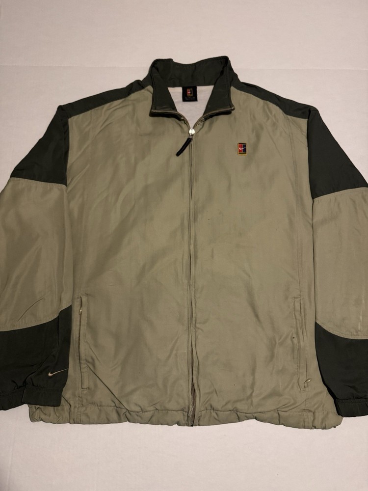 Vintage Nike Tennis Windbreaker Jacket XL Green Y2K 90s Swoosh Full Zip