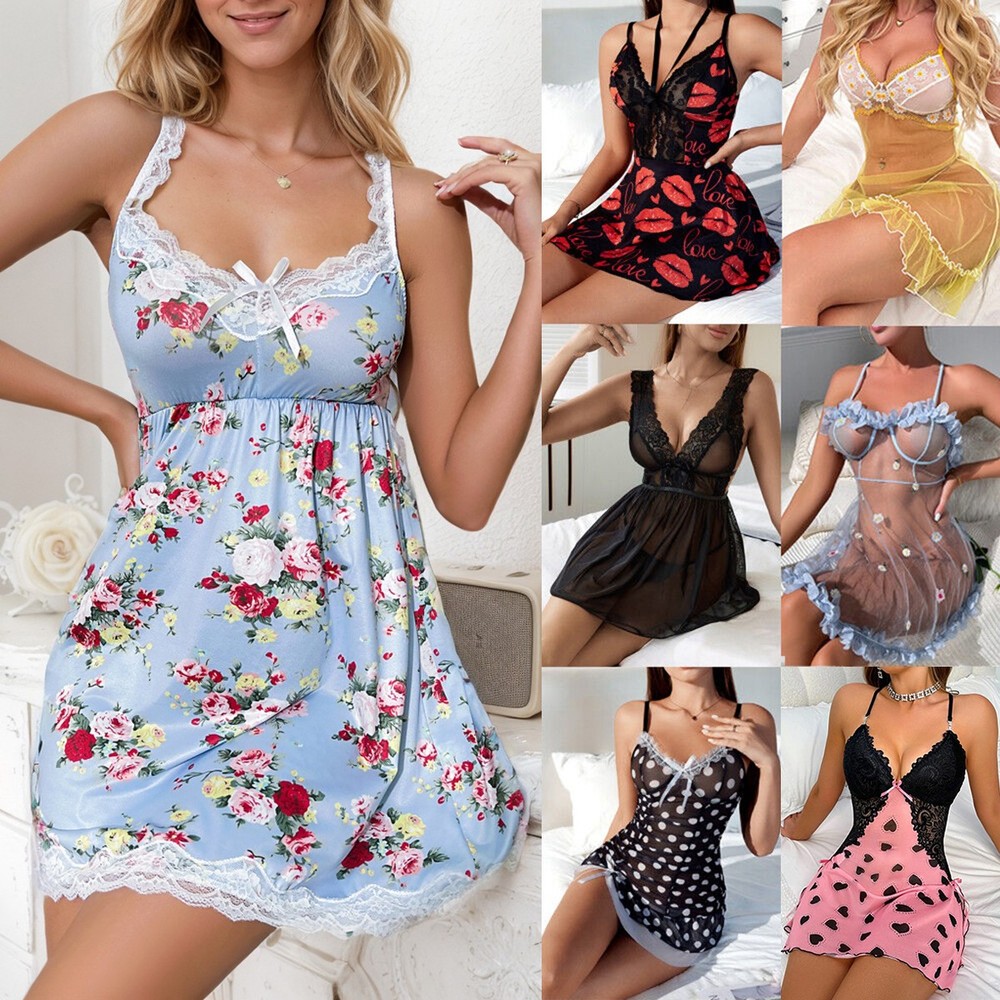 Sexy Floral Lace Babydoll Dress for Women - Sleepwear & Lingerie