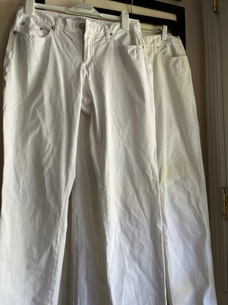 Fabrizio Gianni white stretch jeans size 8 with silver studs cotton spandex blend