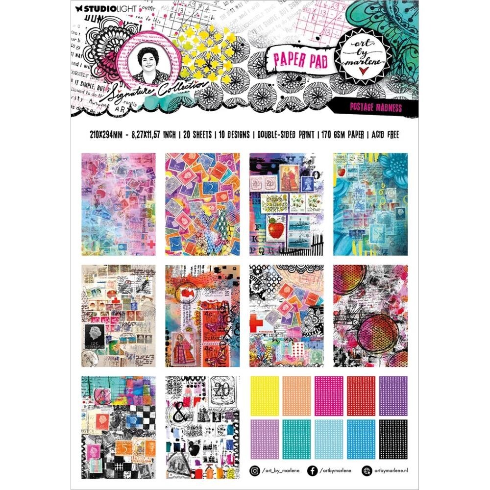 Postage Madness A4 Paper Pad 20 Sheets by Marlene Studio Light Art  