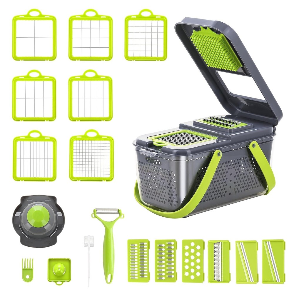 Vegetable Chopper with Container 22-in-1 Veggie Choppers and Dicers Food