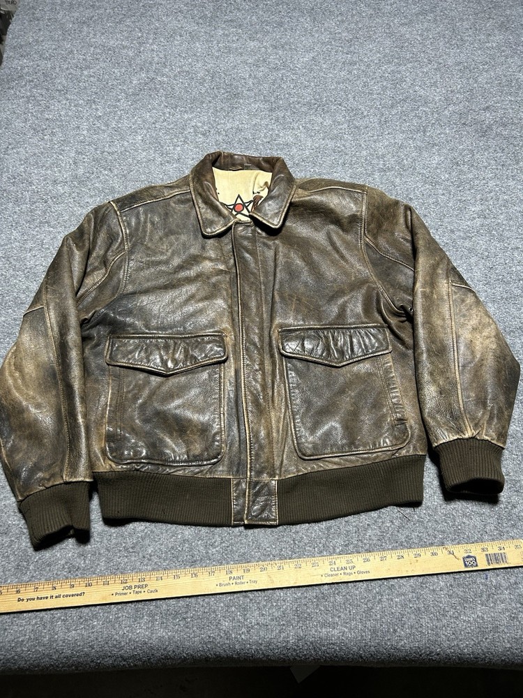 Vintage U2 Air Farces Sz 42 Leather Coat Old Flight Bomber Jacket U2 Wear Me Out