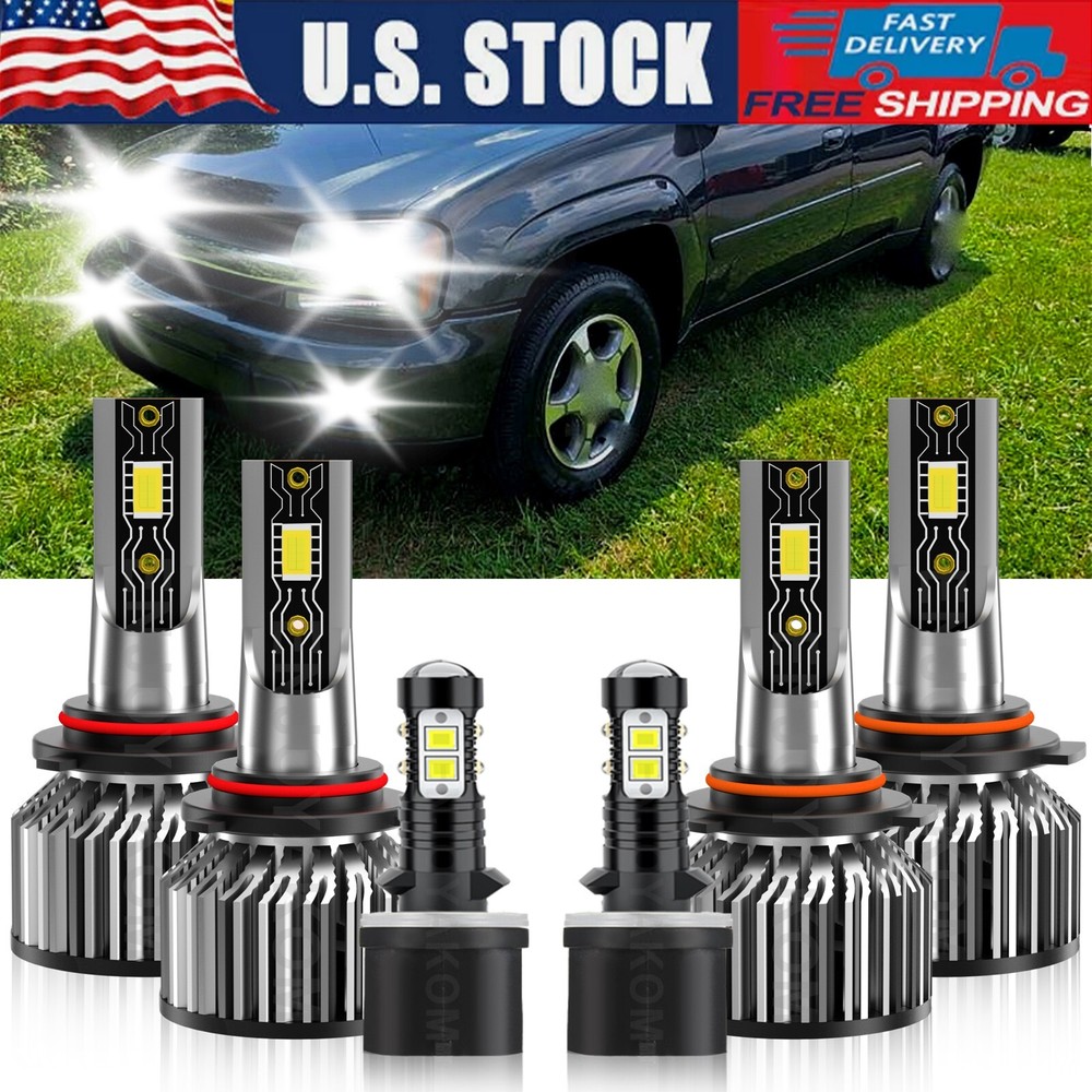 For Chevy Trailblazer EXT 2002-2006 6x LED Headlight High Lo Fog Light kit 6500K