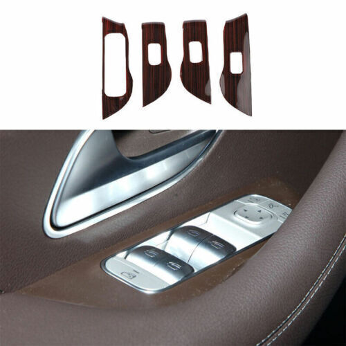 Wood Grain Window Lift Lock Switch Panel Trim 4PCS For Benz GLE GLS 2020-2024