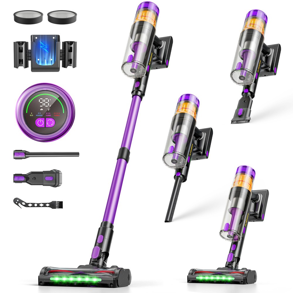 Stick Cordless Vacuum Cleaner W/LED Screen 650W 48KPa Vacuum Anti-Tangle Brush