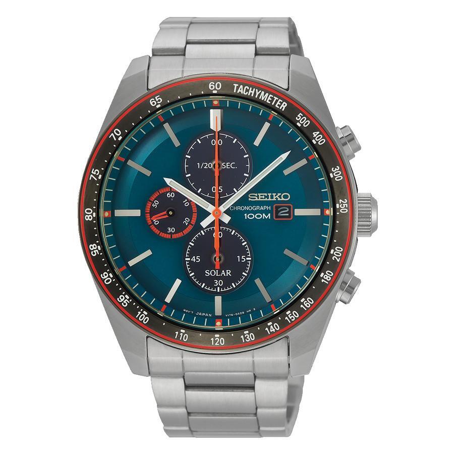 New Watch Seiko SSC717P1 Chronograph Solar SSC717 Silver Navy Wristwatch For Men