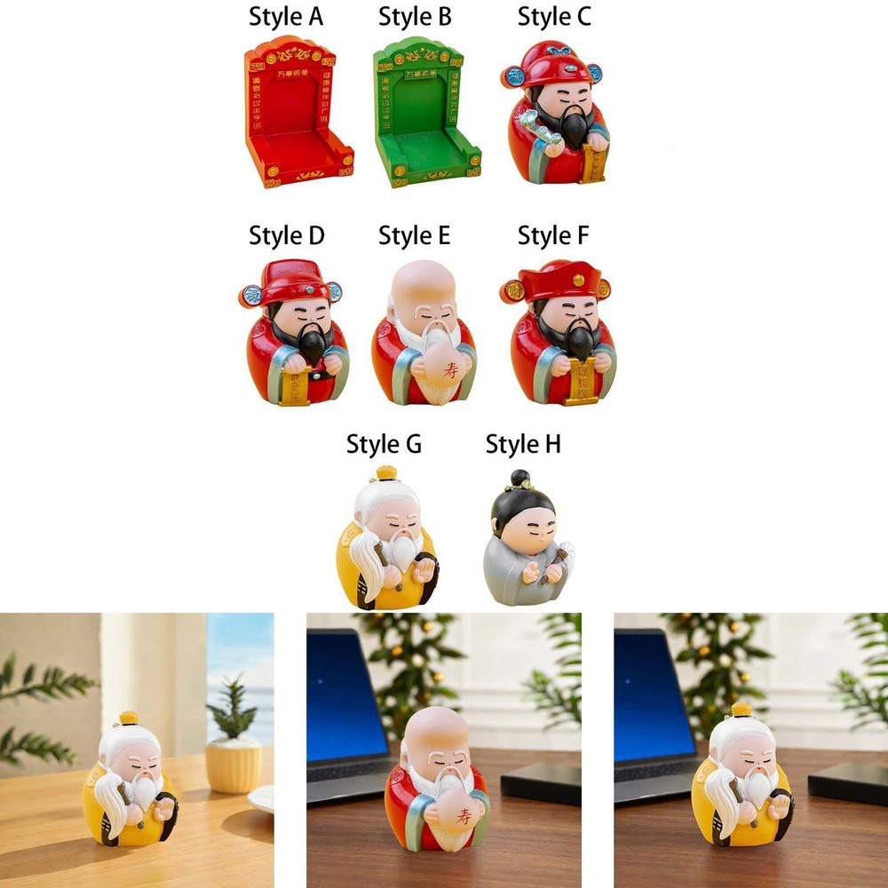 Chinese God Figure Miniature Decoration Handcraft Versatile Portable Resin