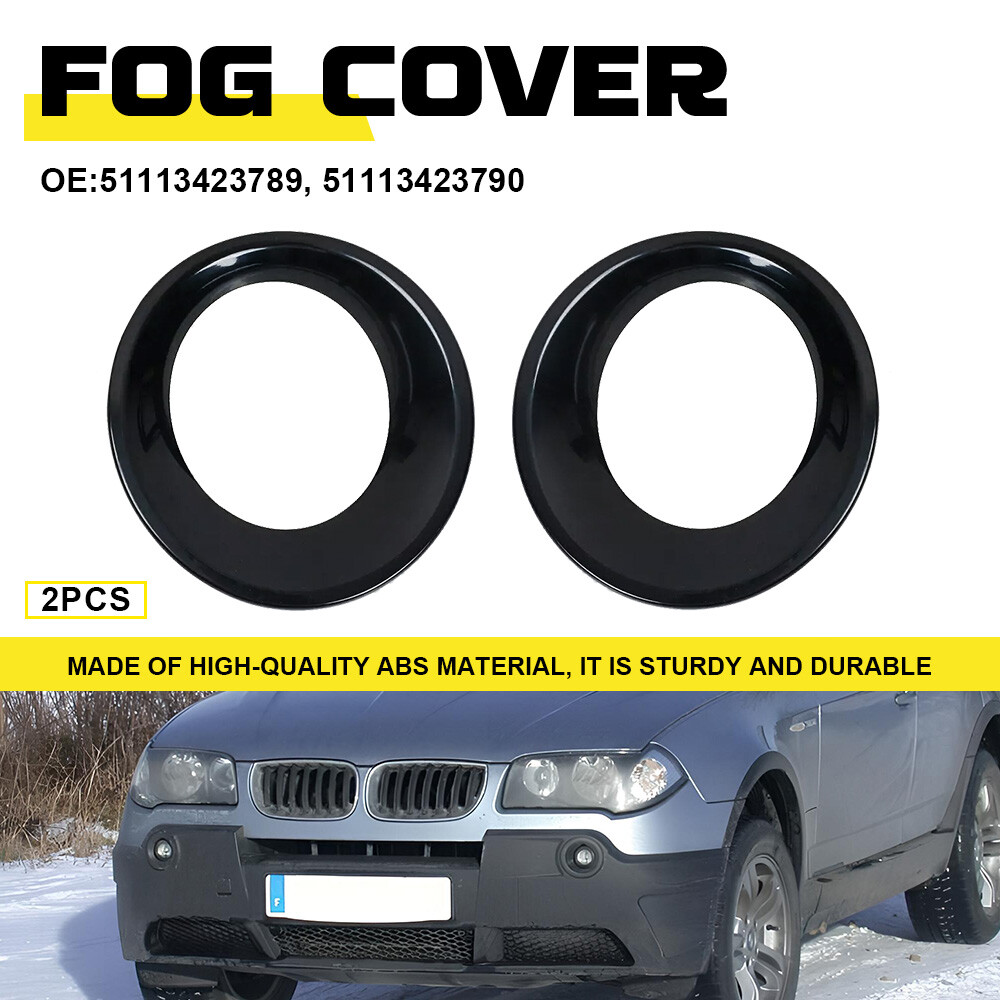 Pair Fog Light Lamp Bezel Cover Black For BMW X3 E83 LCI 2007-2010 51113423790