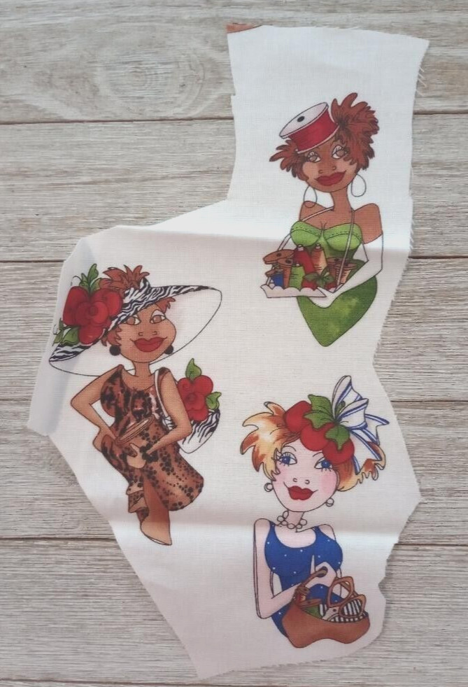 loralie creative toss fun fabric scrap 3 ladies 3.5-4 inch #1001 1pc