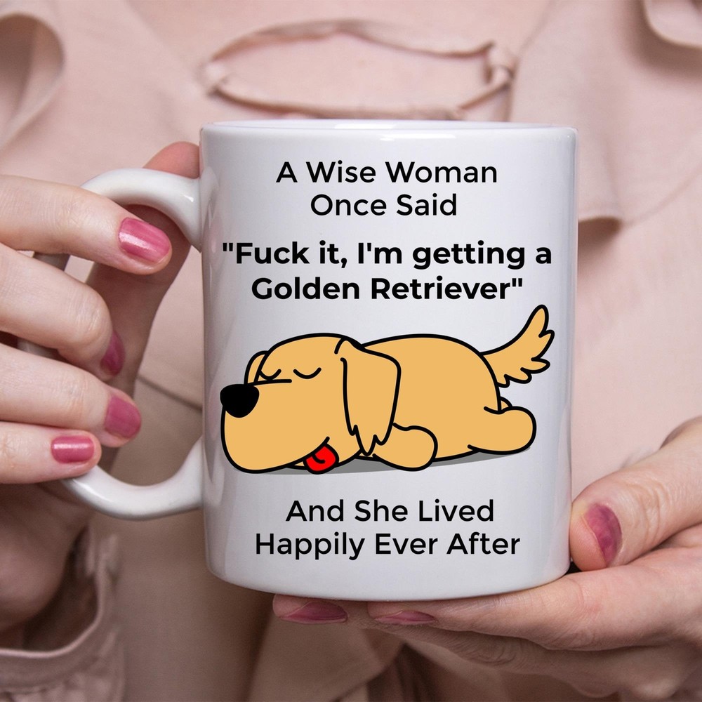 Funny Golden Retriever Lover Gift White Coffee Mug For Women