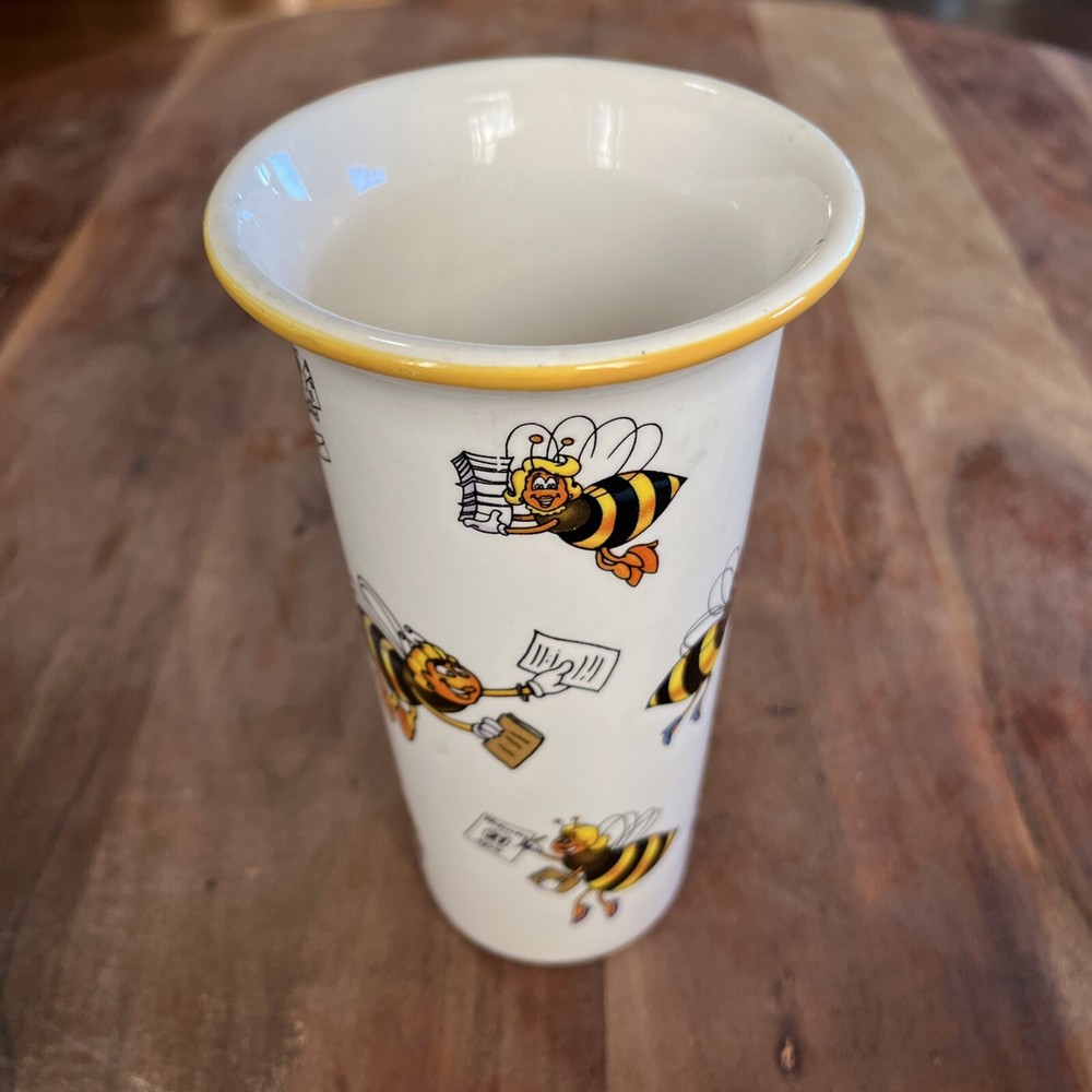 1998 Ceramic Teleflora Busy Bee Flower Gift Vase.