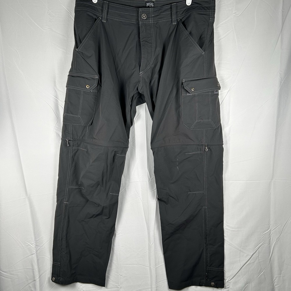 Kuhl Pants Mens 38x32 Black Renegade Convertible Stealth Hiking Cargo Flaw